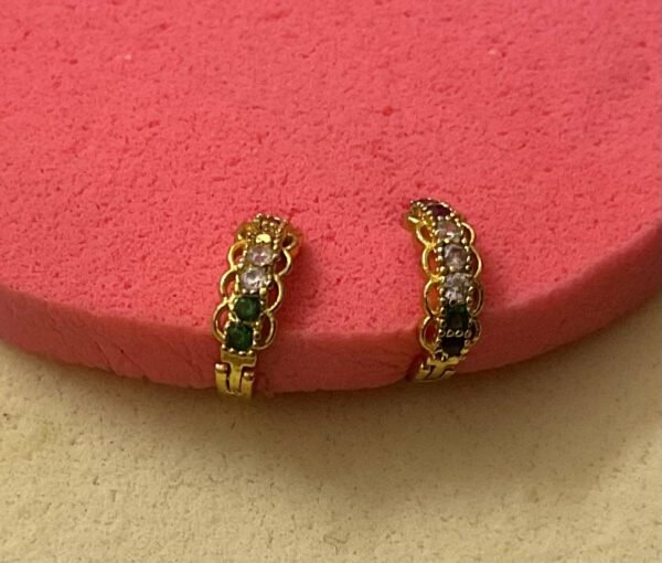 Golden Hoop Earrings with Multicolor Stone (baliya)