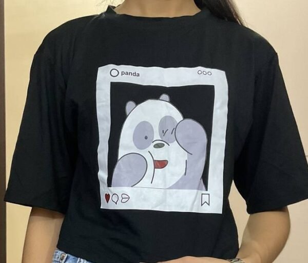 Women's Black Panda Graphic T-Shirt